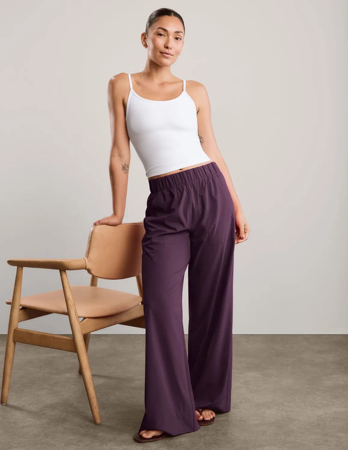 Beyond Yoga Easy Wide Leg Pant 29 byxor Brilliant Blackberry stretch