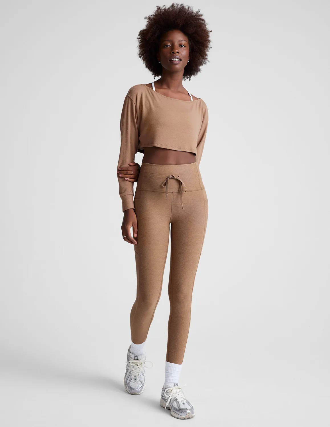 Beyond Yoga Spacedye Go Pocket Midi tights beige sand snöre