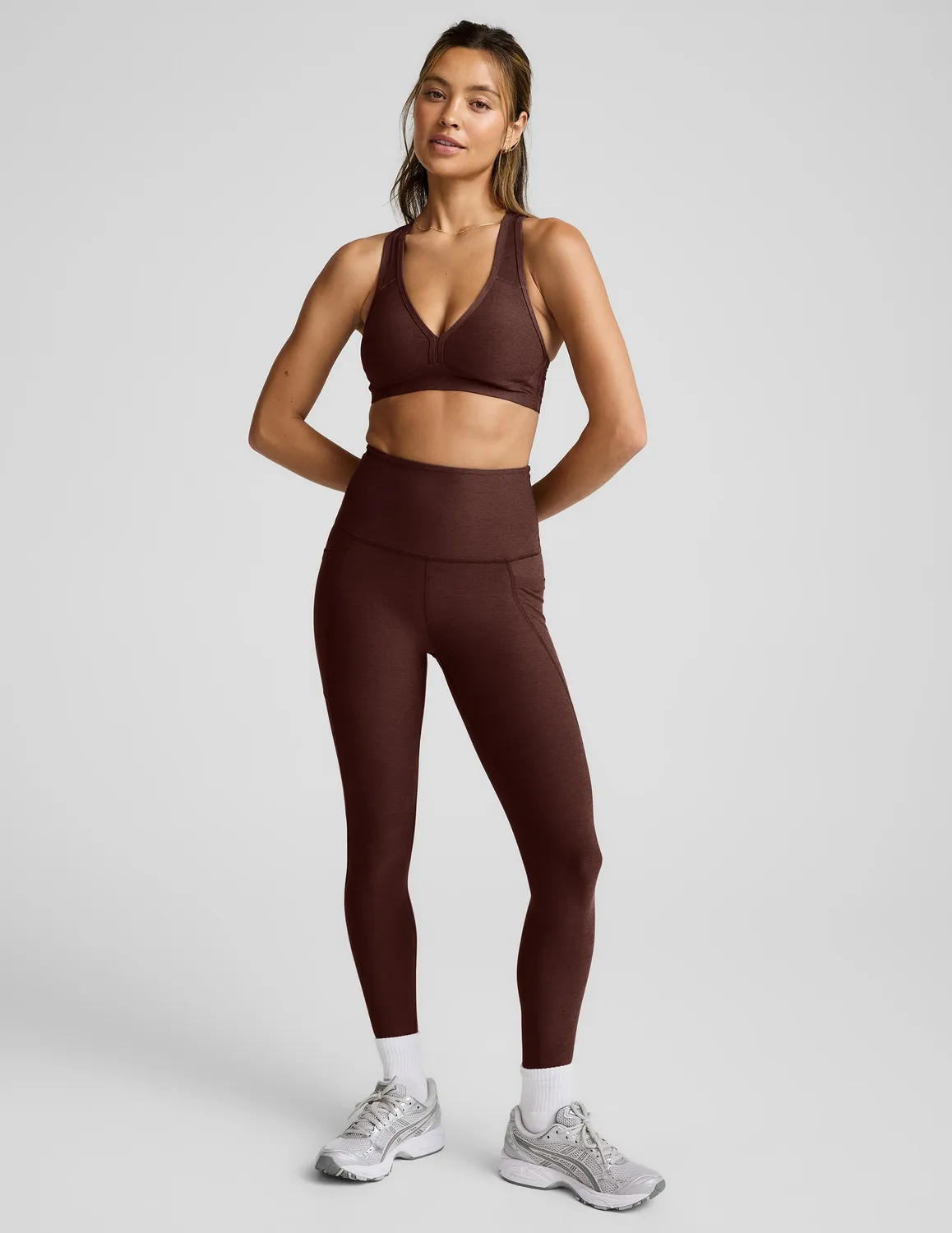 Beyond Yoga Spacedye Lift Your Spirits sportbh Iced Mocha Heather mellanstöd