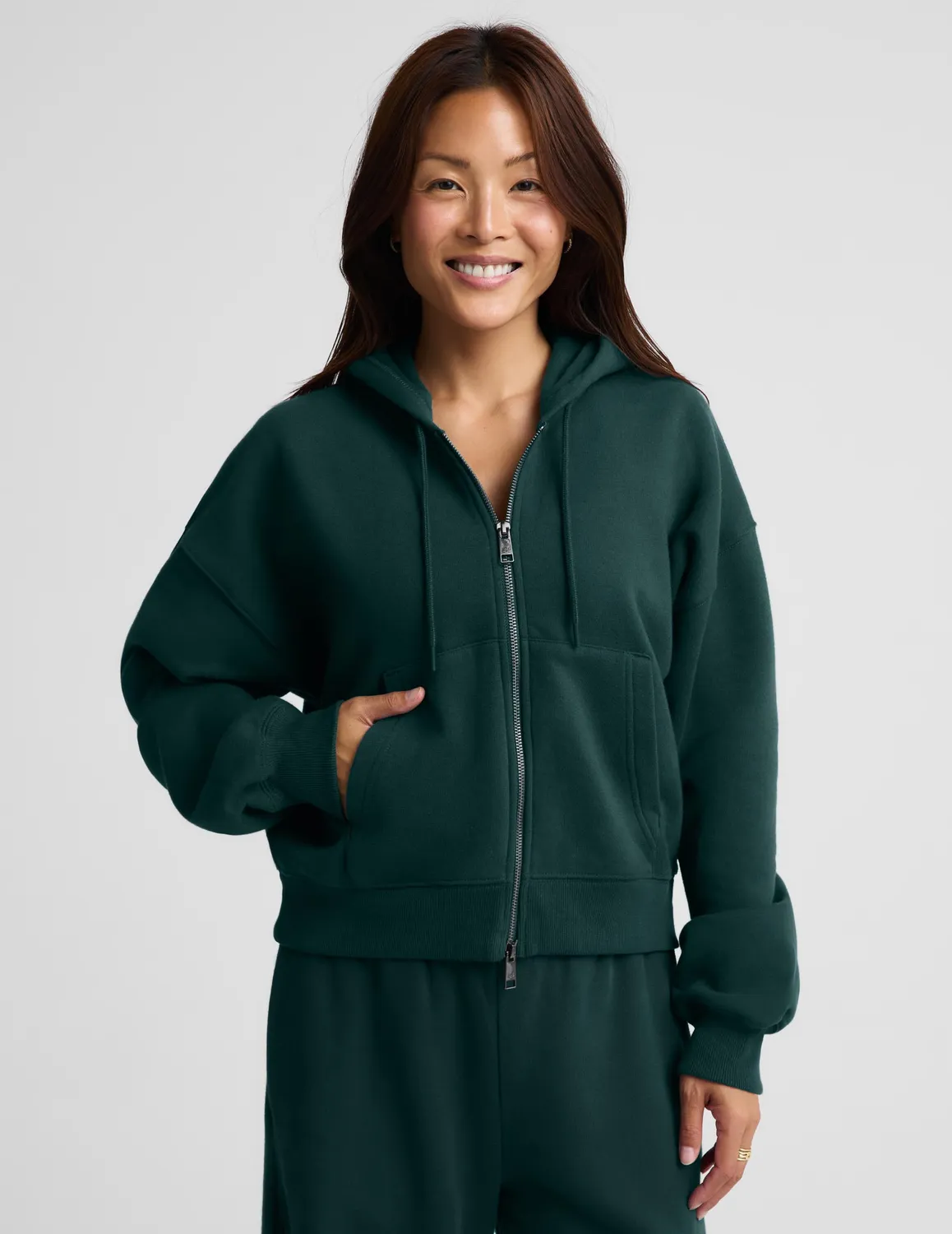 Beyond Yoga LuxeFleece 2.0 ziphoodie Dark Ivy bomull