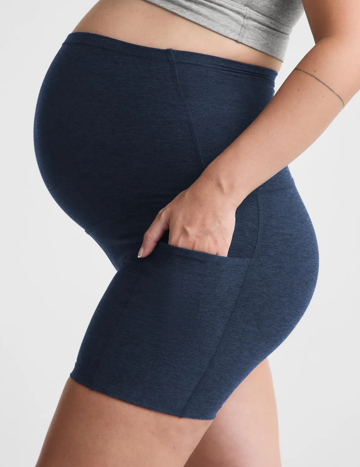 Beyond Yoga Spacedye Keep Pace 5" gravidshorts Nocturnal Navy stretch
