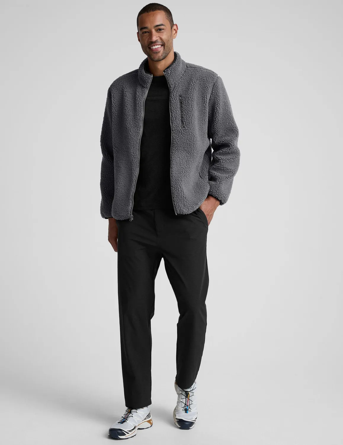 Beyond Yoga Boucle Fleece zipjacka Shadow Gray varm