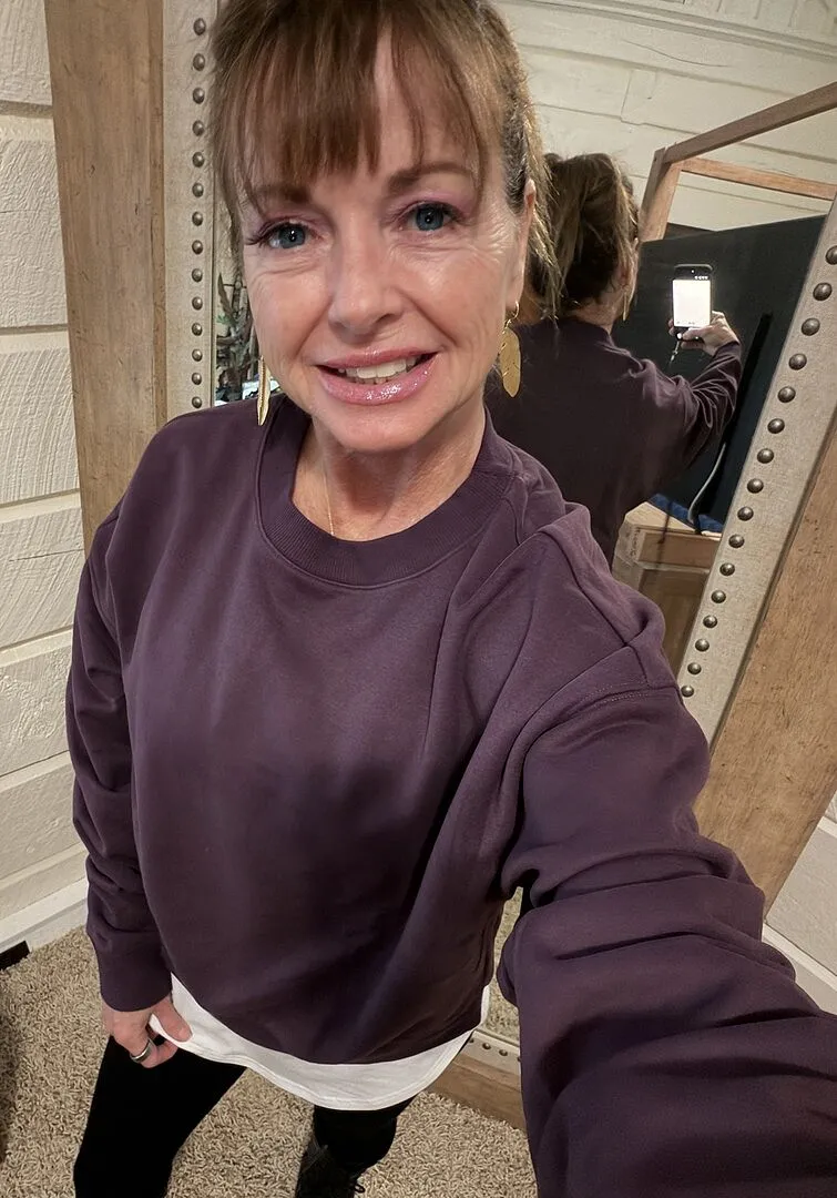 Beyond Yoga LuxeFleece Crewneck Sweatshirt tröja ljusblå lös