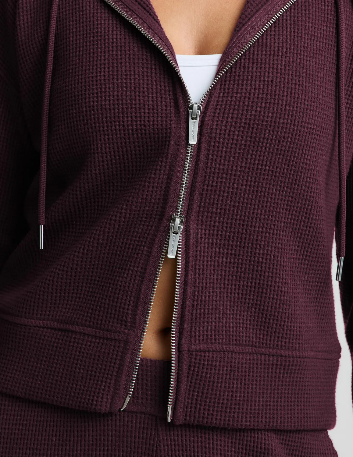 Beyond Yoga Rest Day Waffle Hooded Jacket luvjacka cabernet