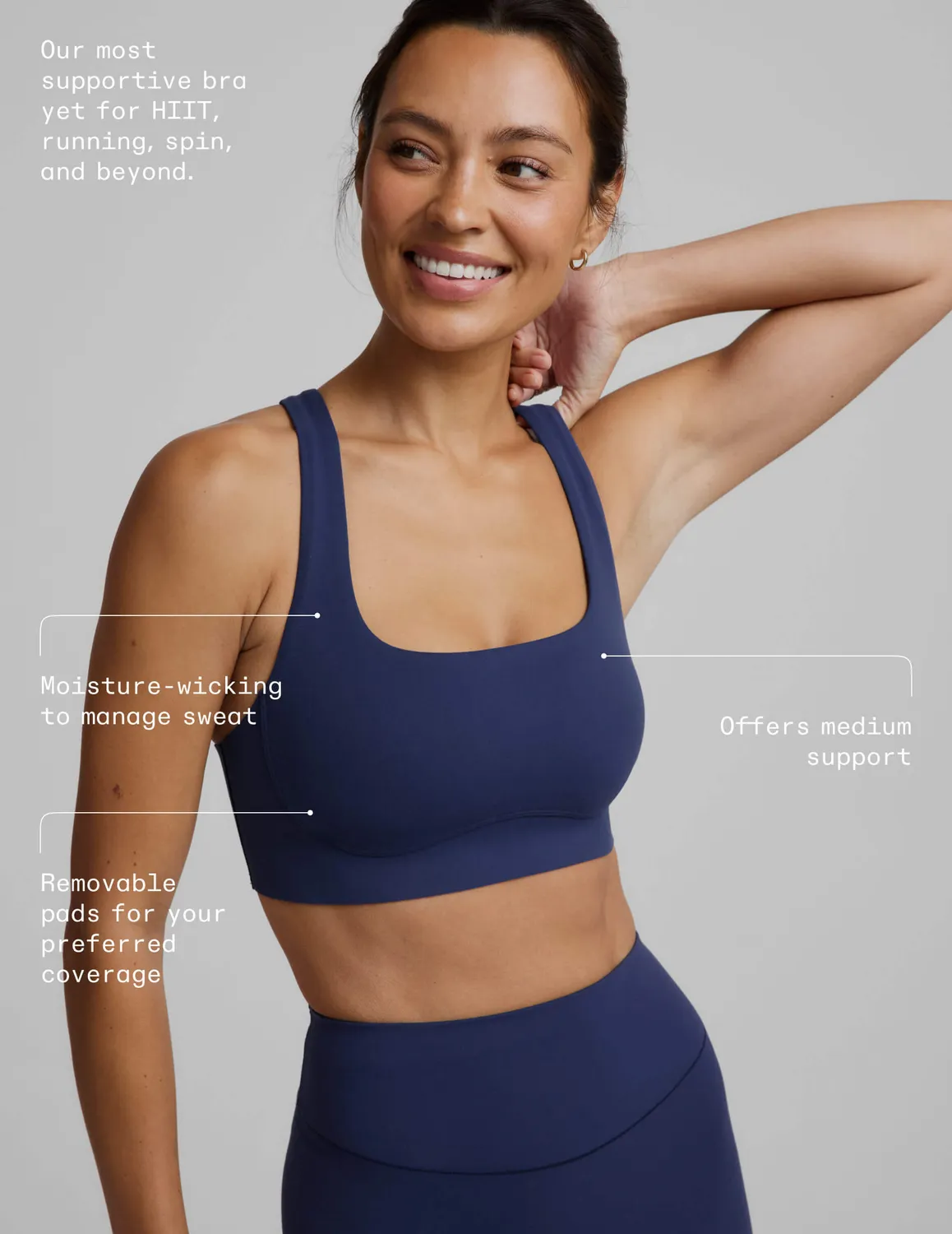 Beyond Yoga Glowzone Medium Impact sport-bh Deep Ocean medelstöd