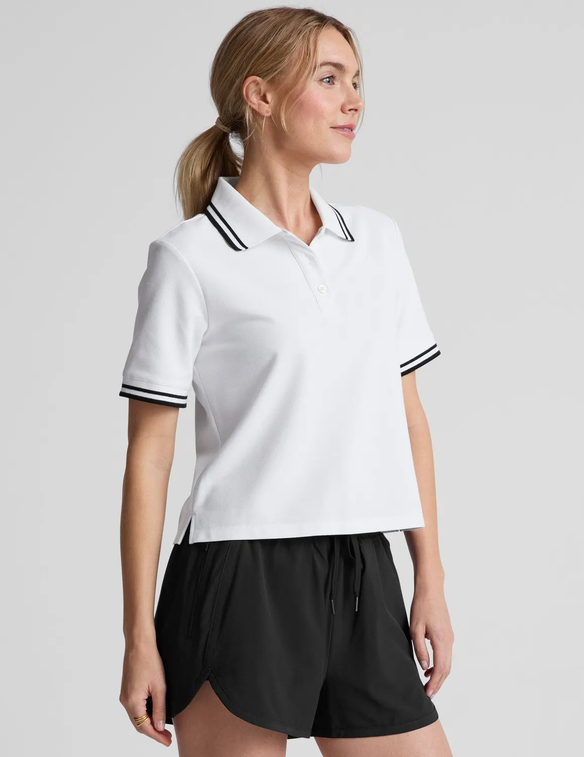 Beyond Yoga Country Club Polo t-shirt Lunar White figurnära