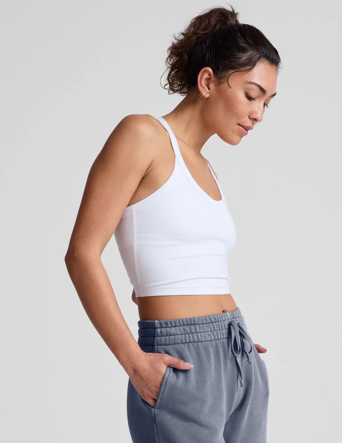 Beyond Yoga Spacedye On The Up Cropped Tank linne Cloud White stretch
