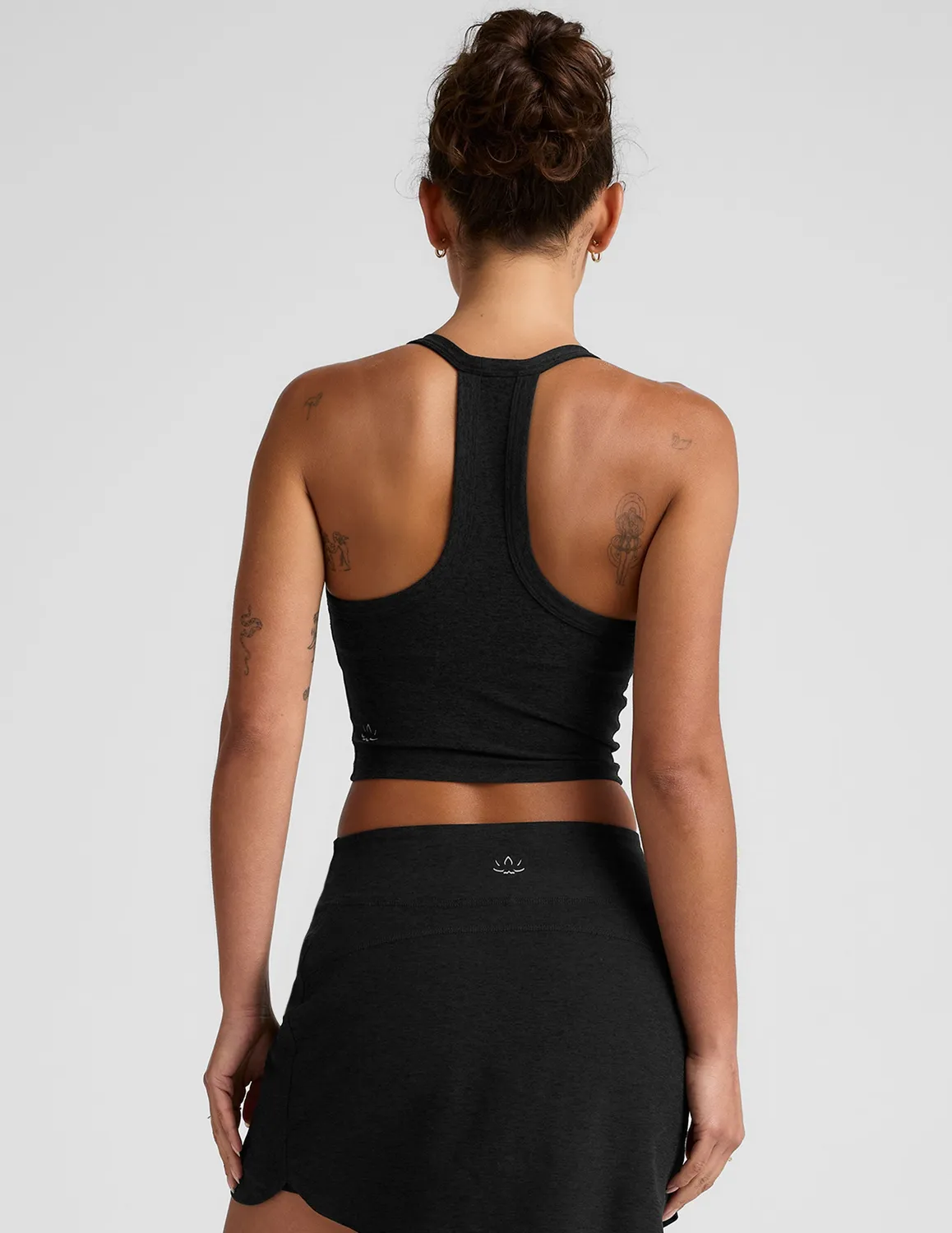 Beyond Yoga Spacedye On The Up Cropped linne Darkest Night med bh