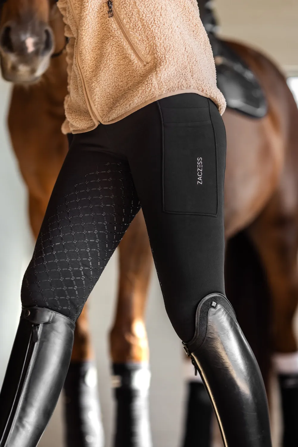 ZacZess Teddy Winter Leggings ridleggings svart teddyfodrad