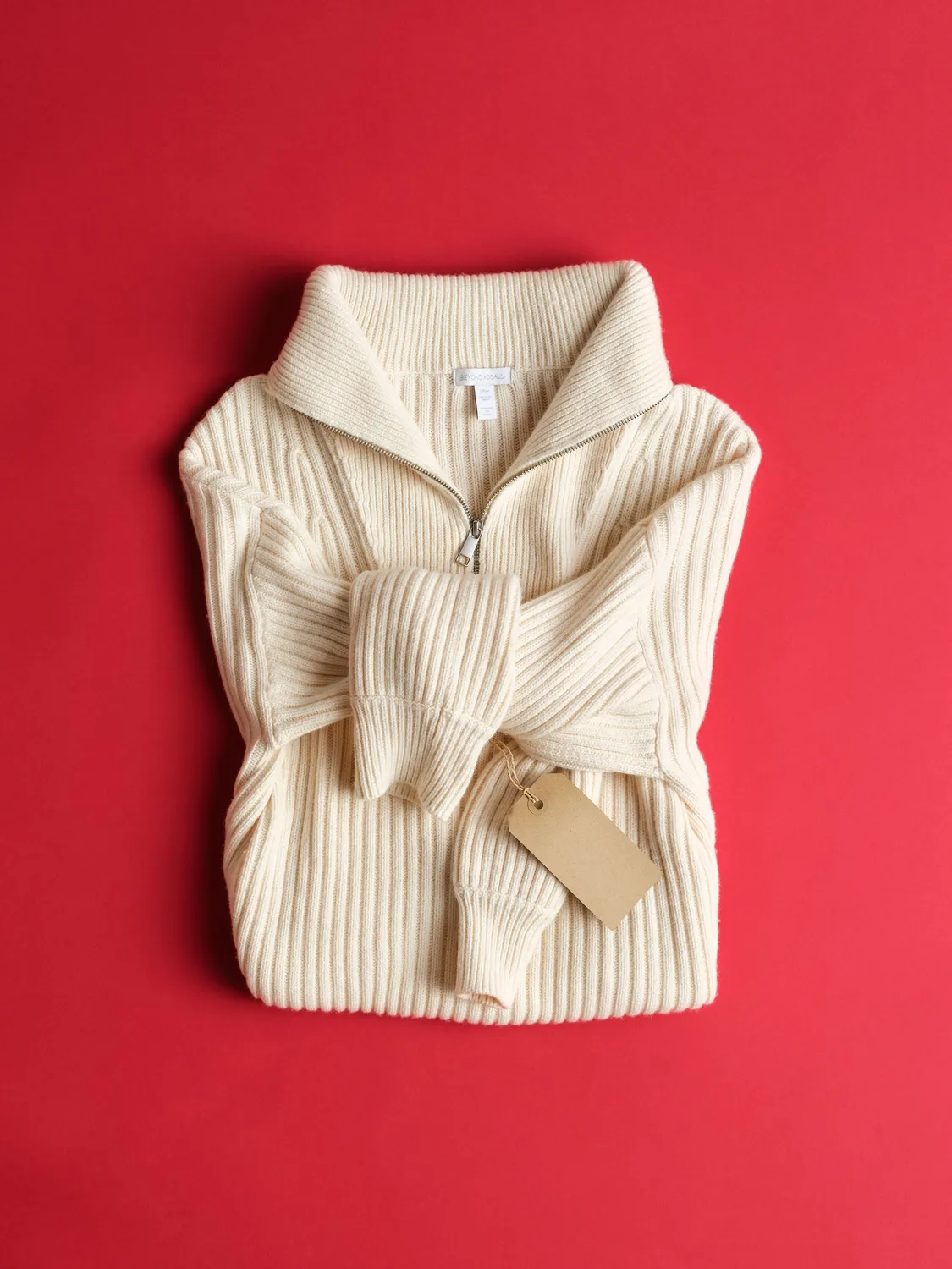 Beyond Yoga Wool Blend pullover ivory quarter zip relaxed