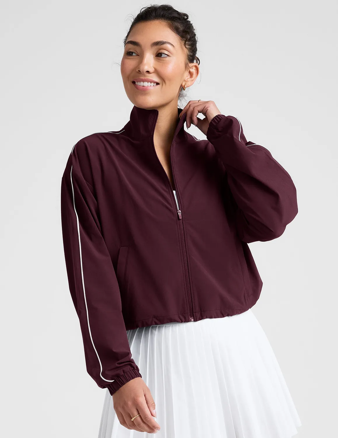 Beyond Yoga Track Jacket träningsjacka Dark Cherry lätt stretch