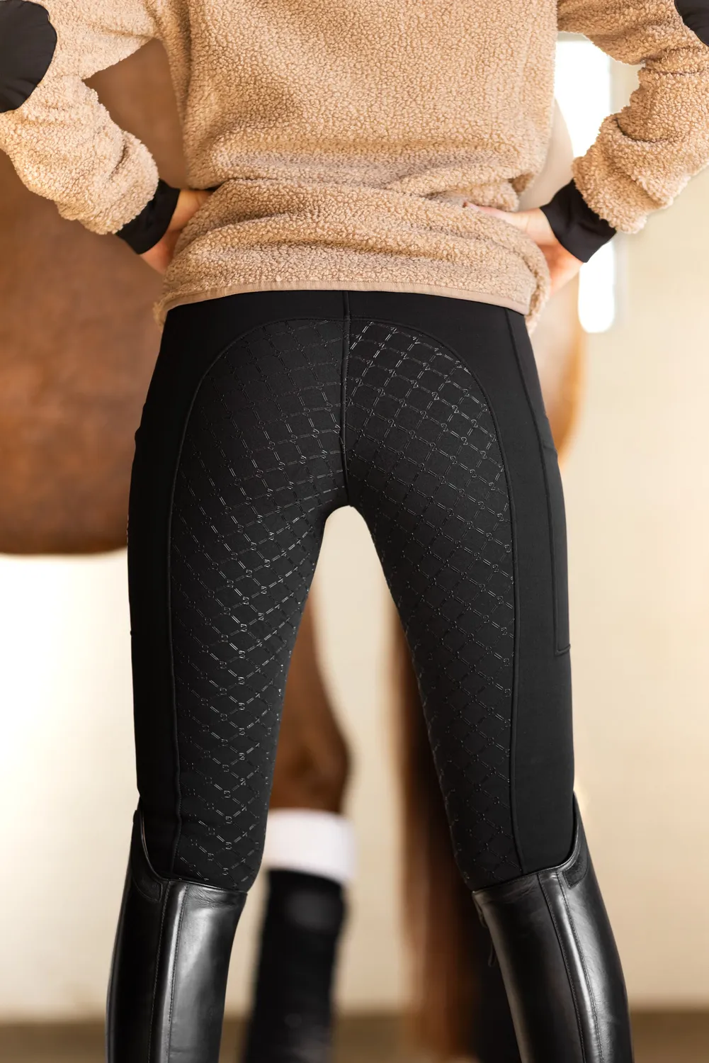 ZacZess Teddy Winter Leggings ridleggings svart teddyfodrad
