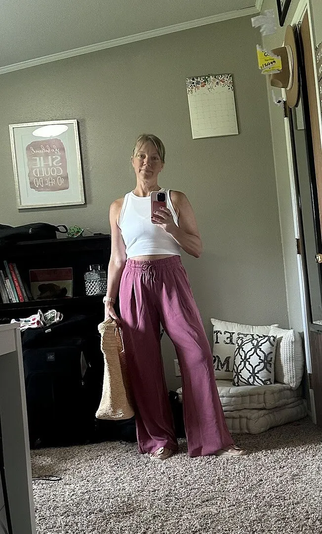 Beyond Yoga Luxe Sandwash Double Knit Wide Leg byxor Dark Charcoal hög midja