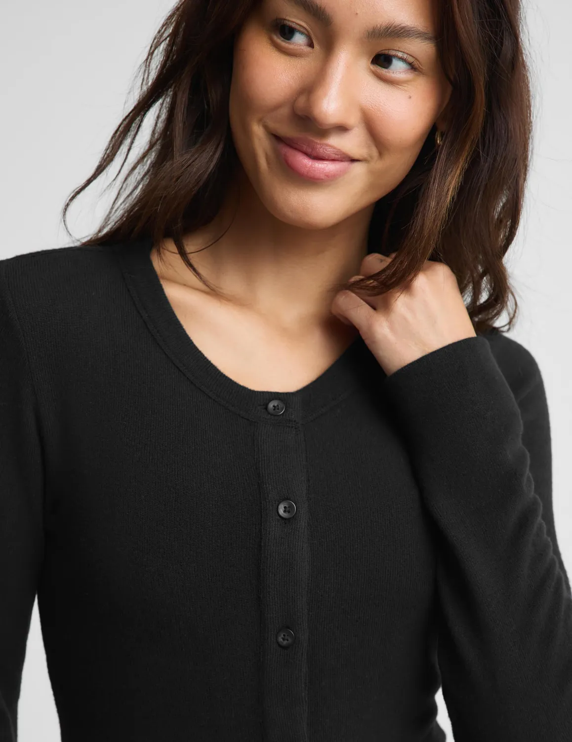 Beyond Yoga LuxeLayer Fitted Cardigan kofta svart mjuk