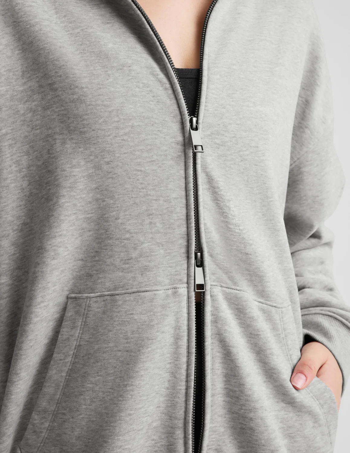 Beyond Yoga LuxeFleece Full Zip hoodie Light Heather Gray