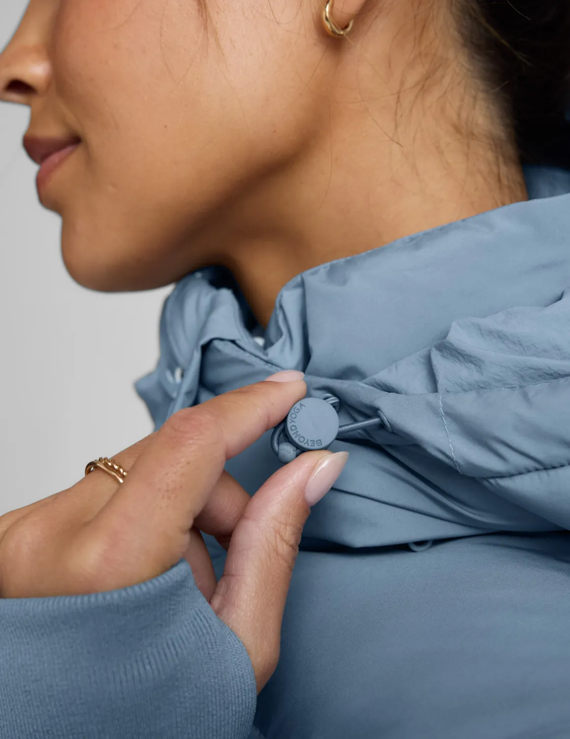 Beyond Yoga Warm Up Mid Length Puffer Jacket pufferjacka Lunar Blue