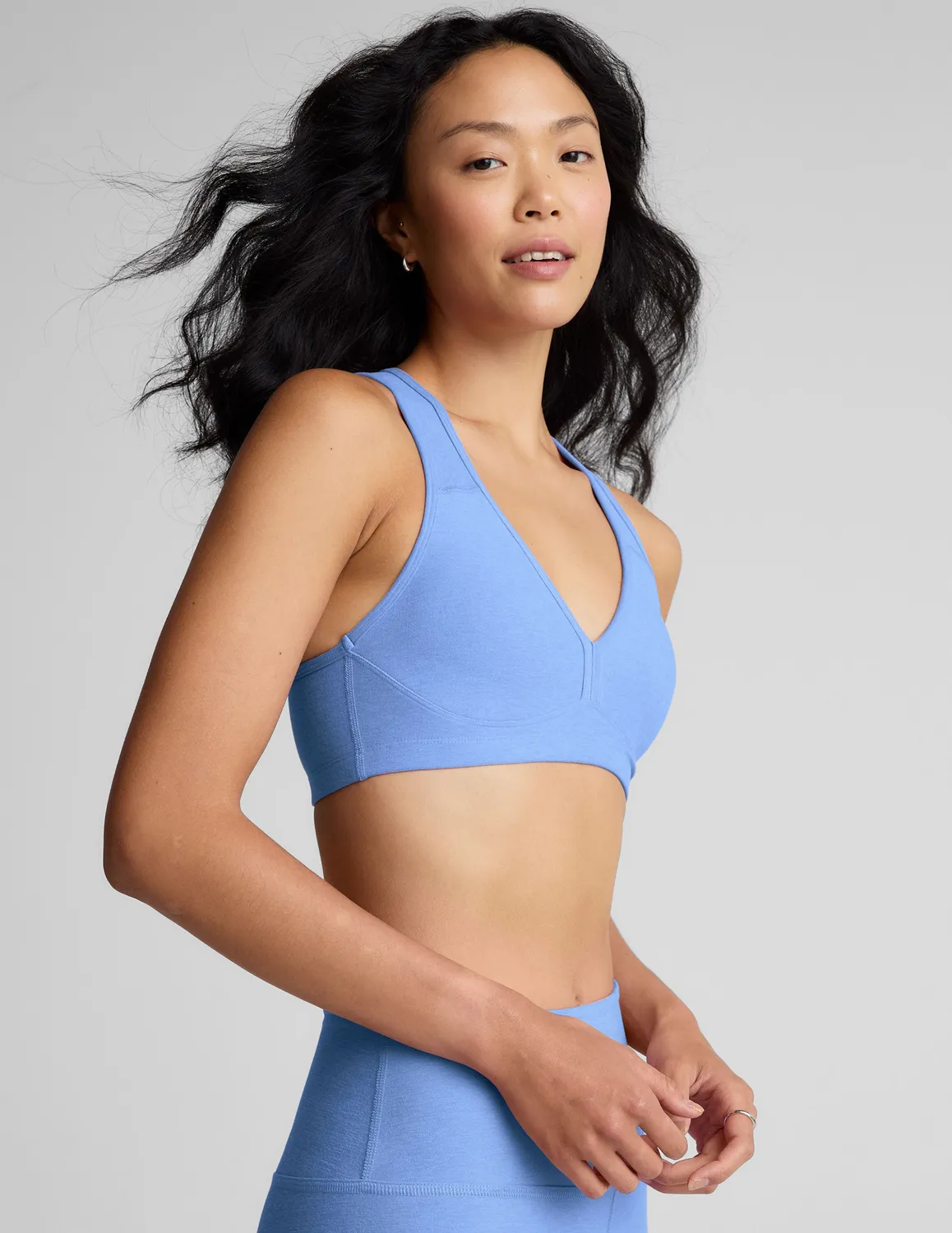 Beyond Yoga Spacedye Lift Your Spirits sportbh Flower Blue Heather lätt stöd