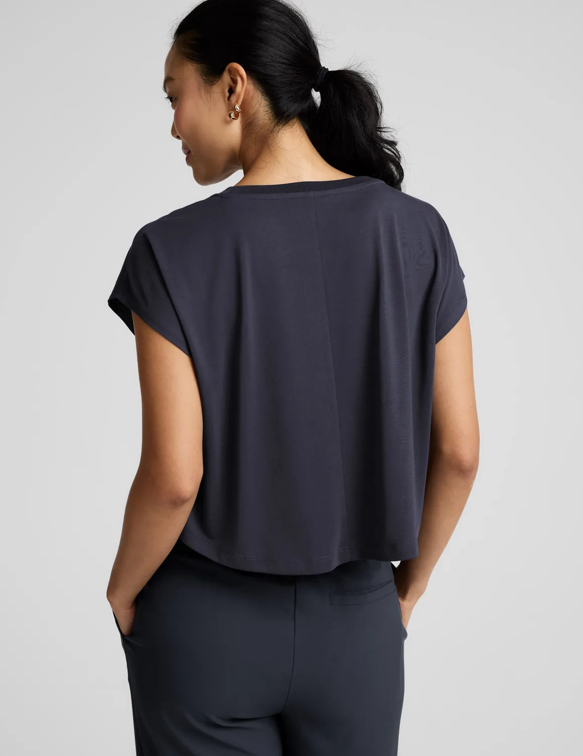 Beyond Yoga Studio Luxe Cropped Tee träningstopp Nocturnal Navy
