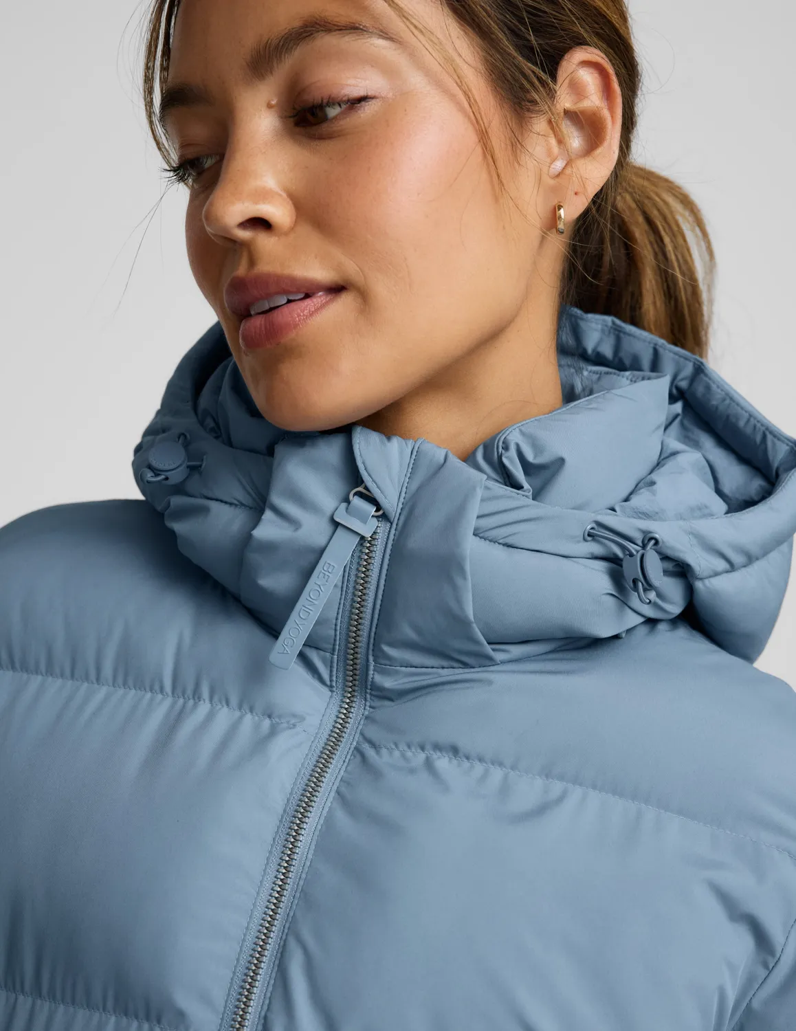 Beyond Yoga Warm Up Mid Length Puffer Jacket pufferjacka Lunar Blue