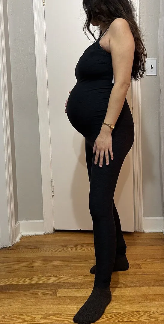 Beyond Yoga Spacedye Uplevel gravidjumpsuit grå mediumstöd