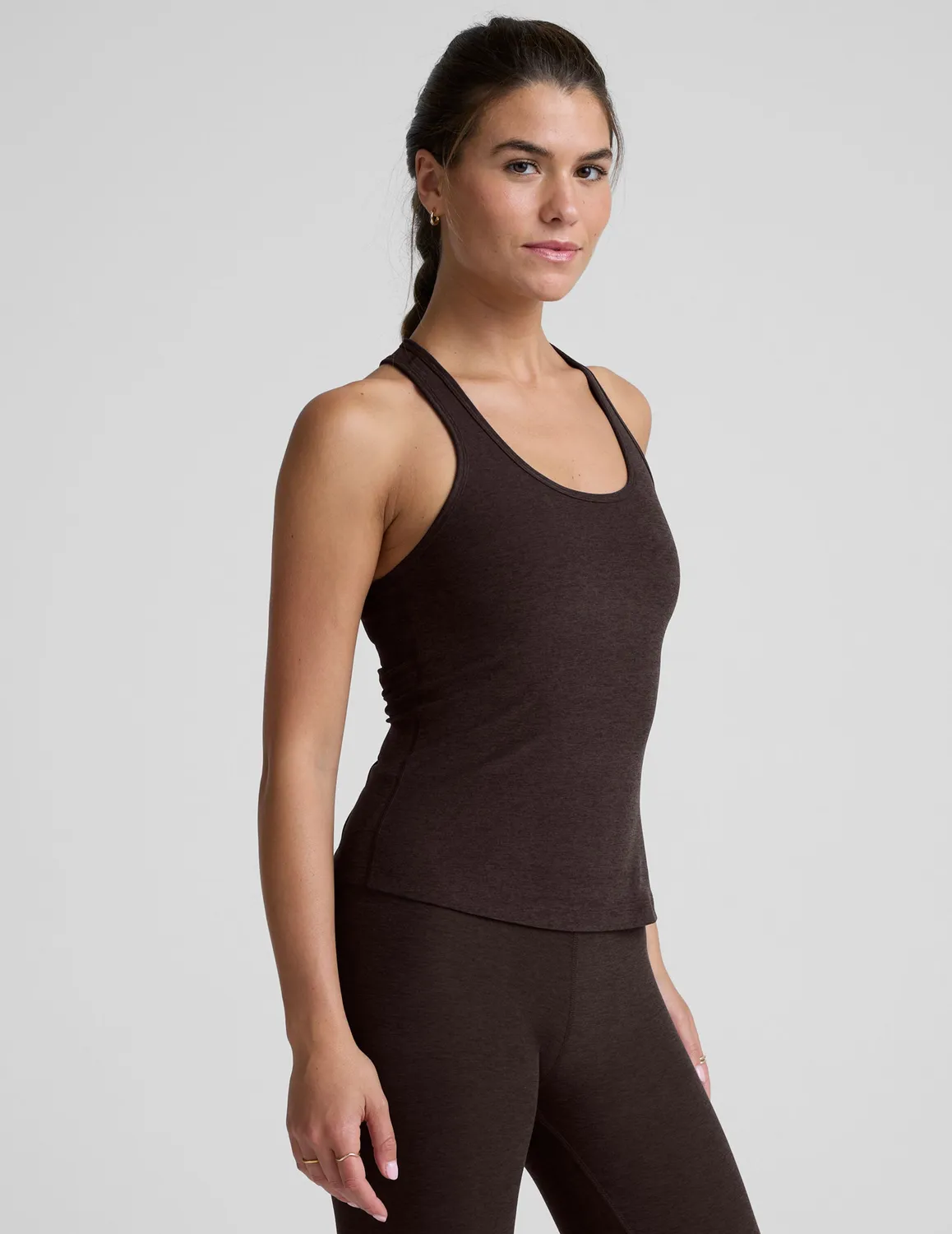 Beyond Yoga Spacedye Step Up Racerback träningslinne Dark Chocolate
