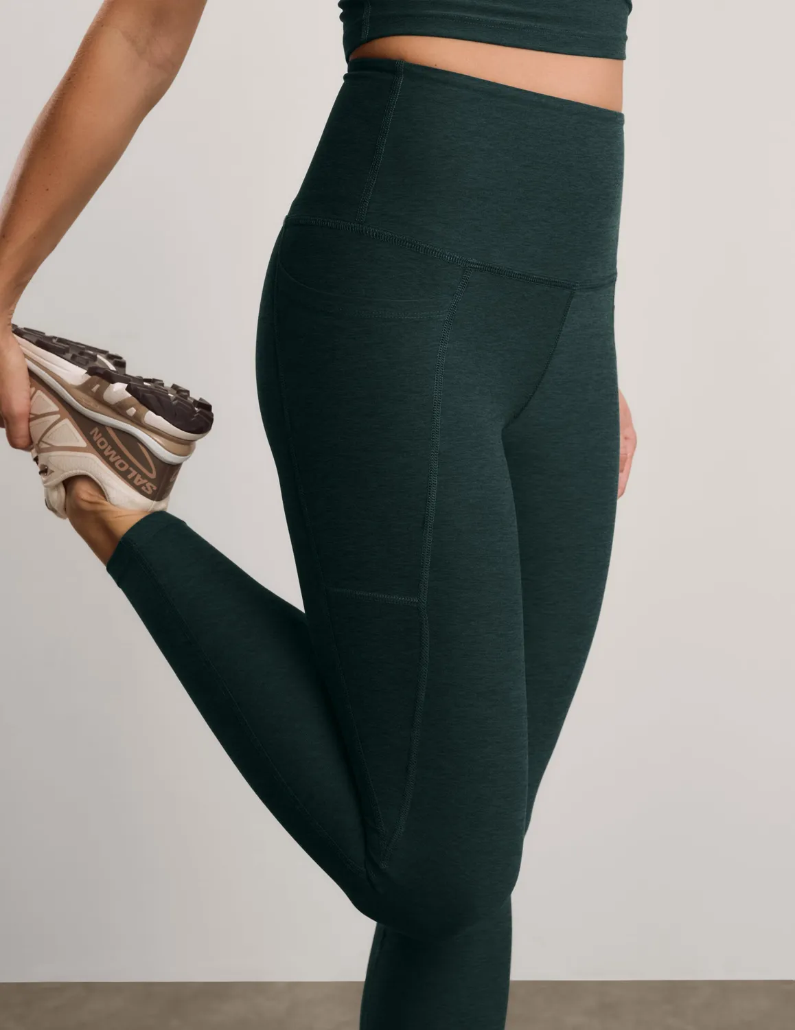 Beyond Yoga Spacedye Out Of Pocket High Waisted Midi Legging Dark Ivy Heather