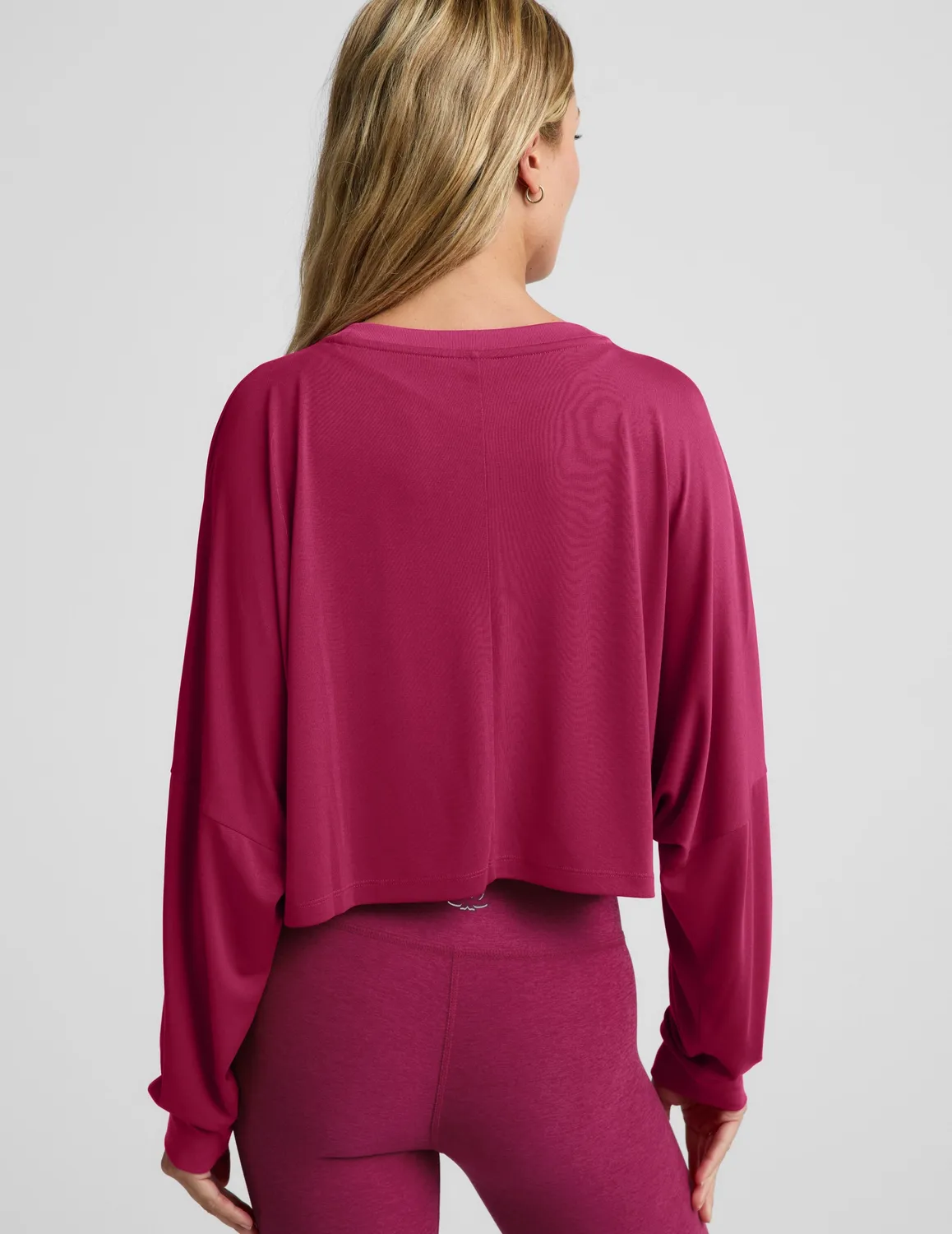 Beyond Yoga Studio Luxe Cropped Long Sleeve Tee sangria