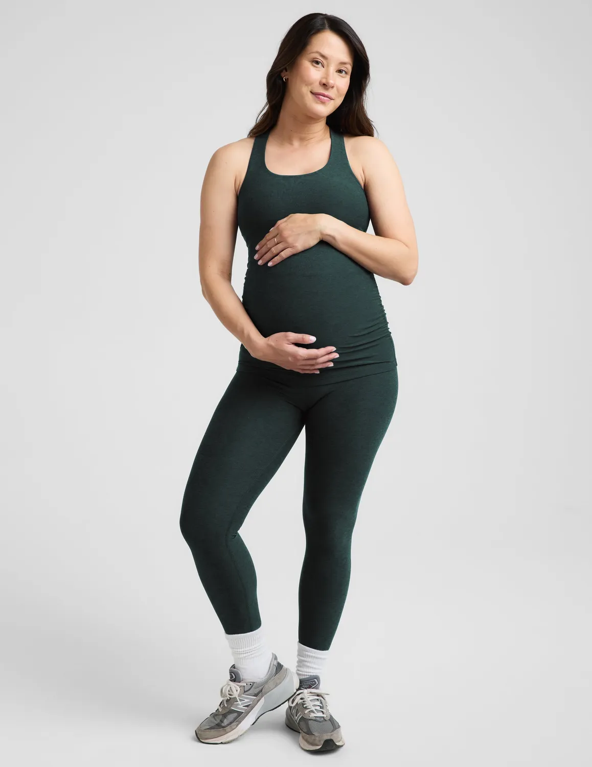 Beyond Yoga Spacedye Bases Covered Maternity Tank linne Dark Ivy Heather gravid