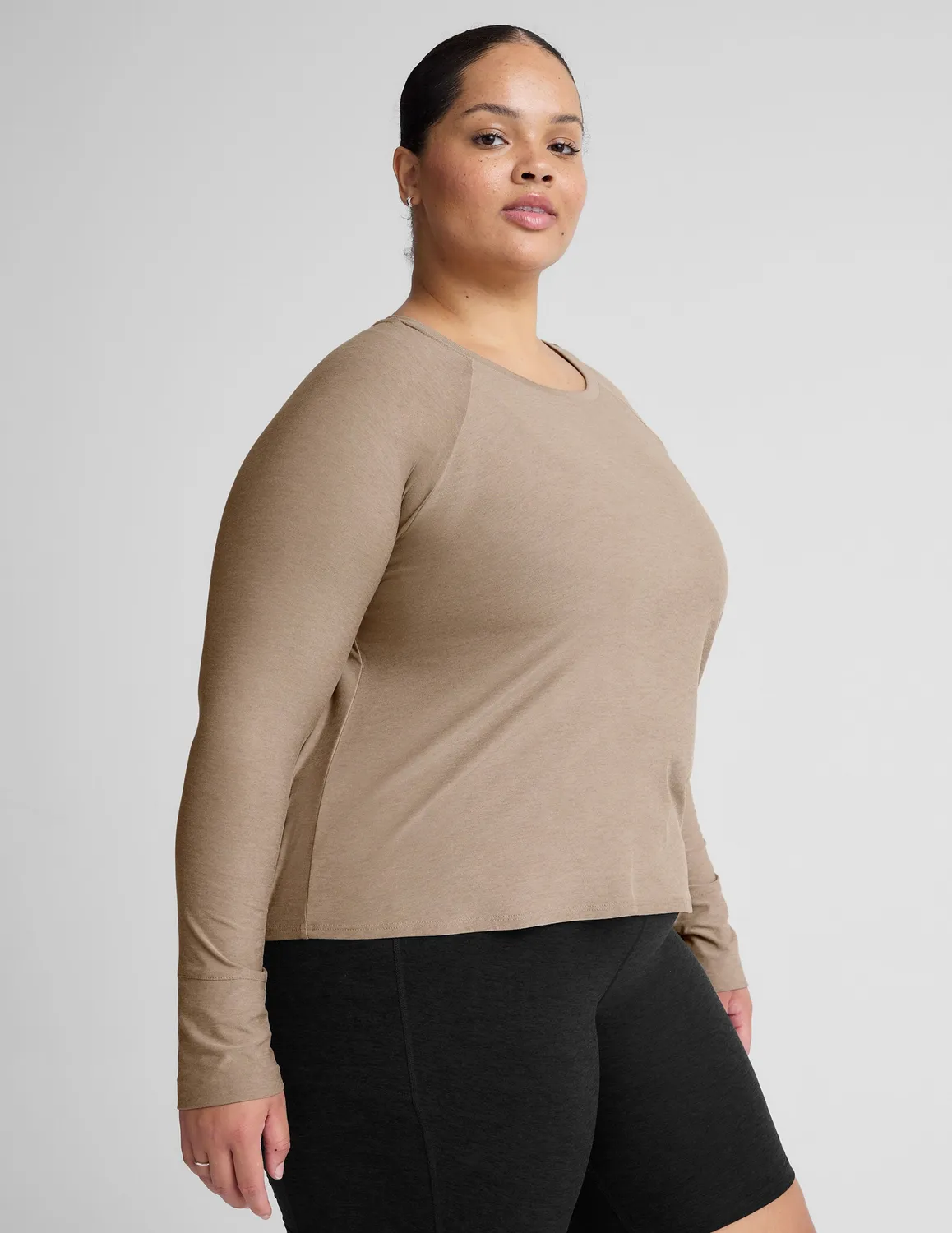 Beyond Yoga Featherweight Daydreamer Pullover Birch Heather tunn