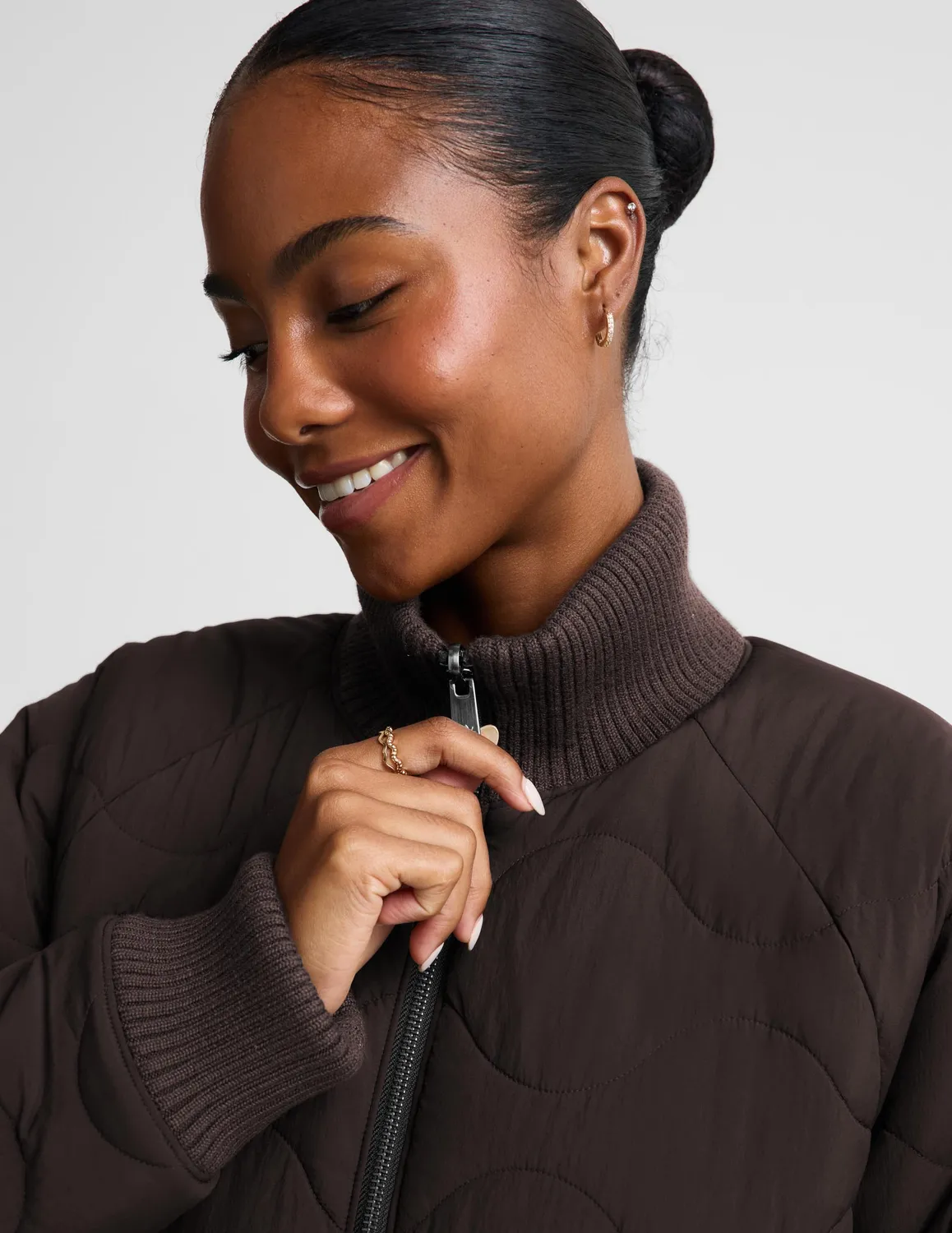 Beyond Yoga Roam Quilted Vändbar Jacka Dark Chocolate vändbar