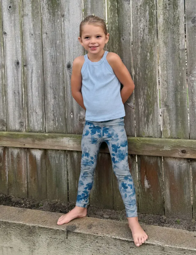 Beyond Yoga SoftMark toddlerleggings Daydream Meadow blå