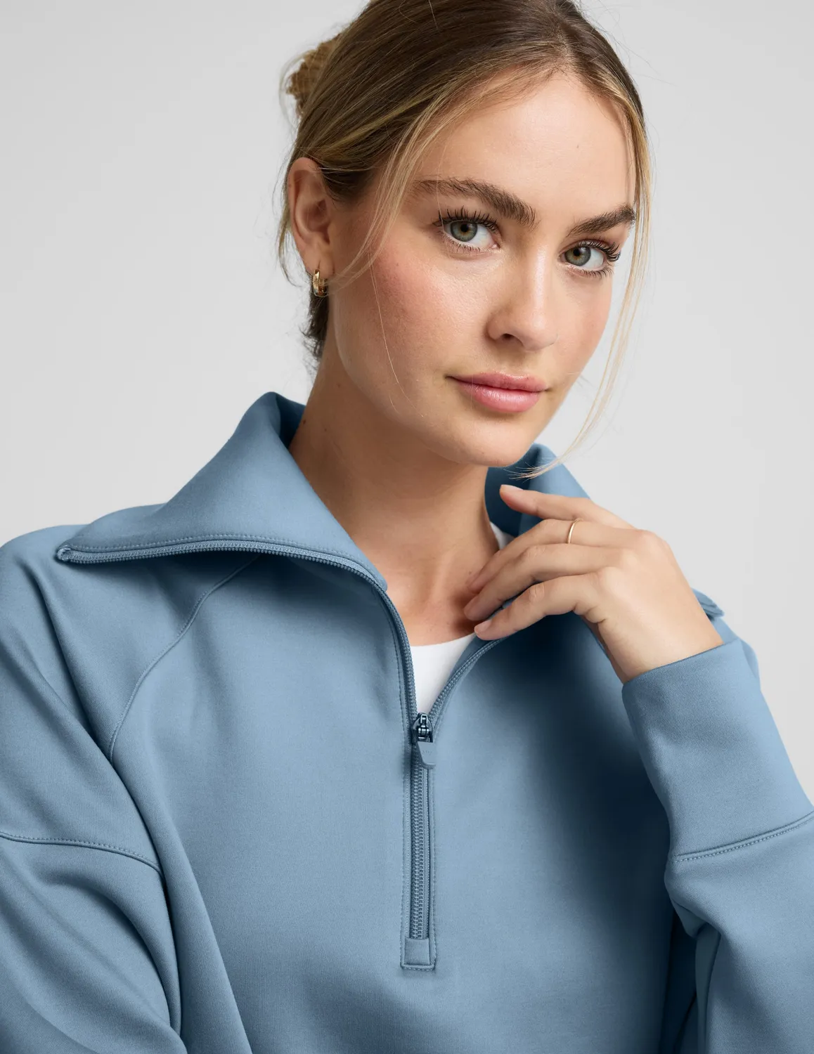Beyond Yoga In the Flow 1/4 Zip Pullover Tröja Lunar Blue
