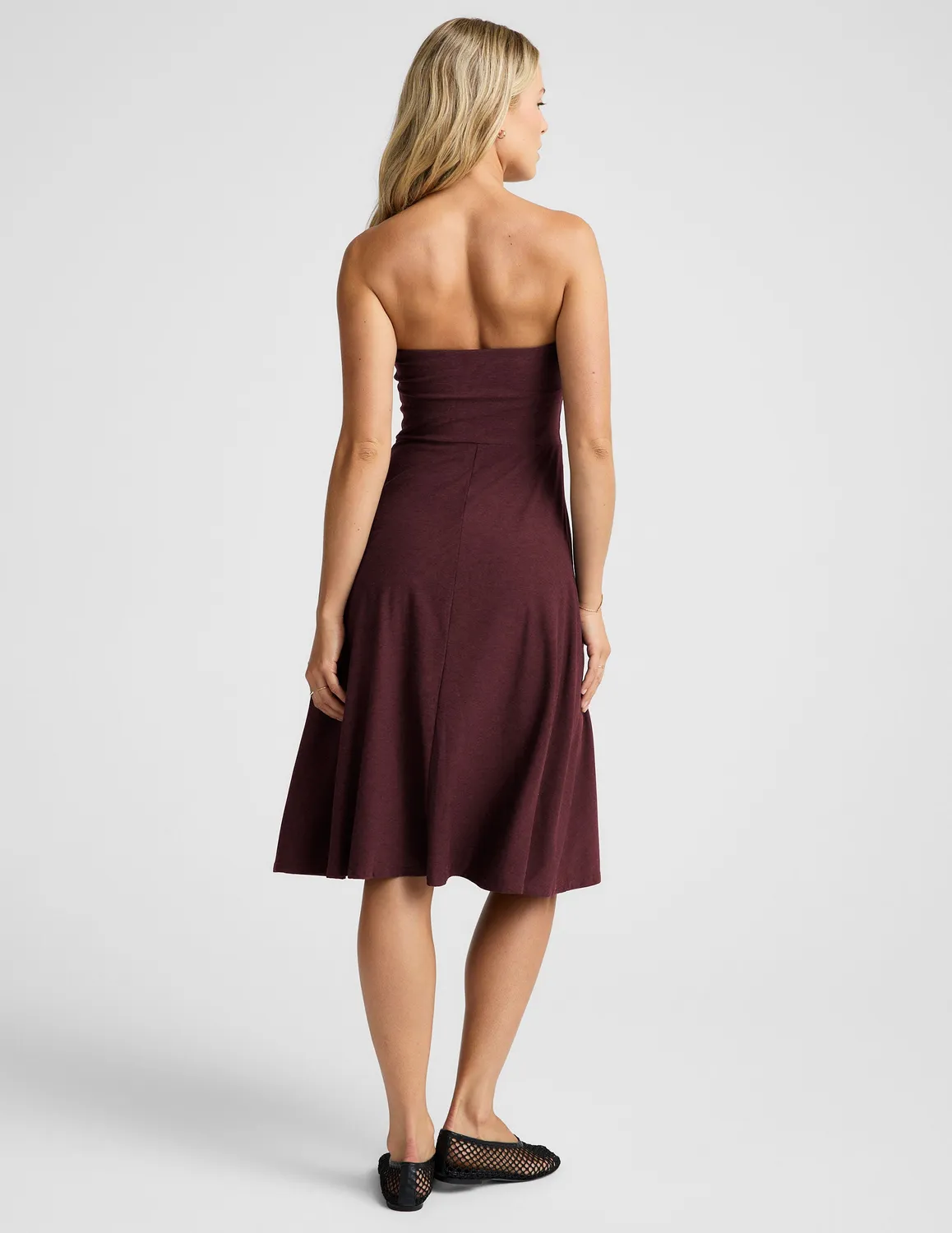 Beyond Yoga Featherweight Strapless klänning Midnight Burgundy Heather bh
