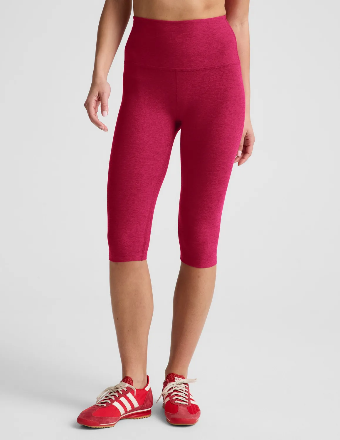 Beyond Yoga Spacedye Pedal Pusher High Waisted leggings Berry Red Heather