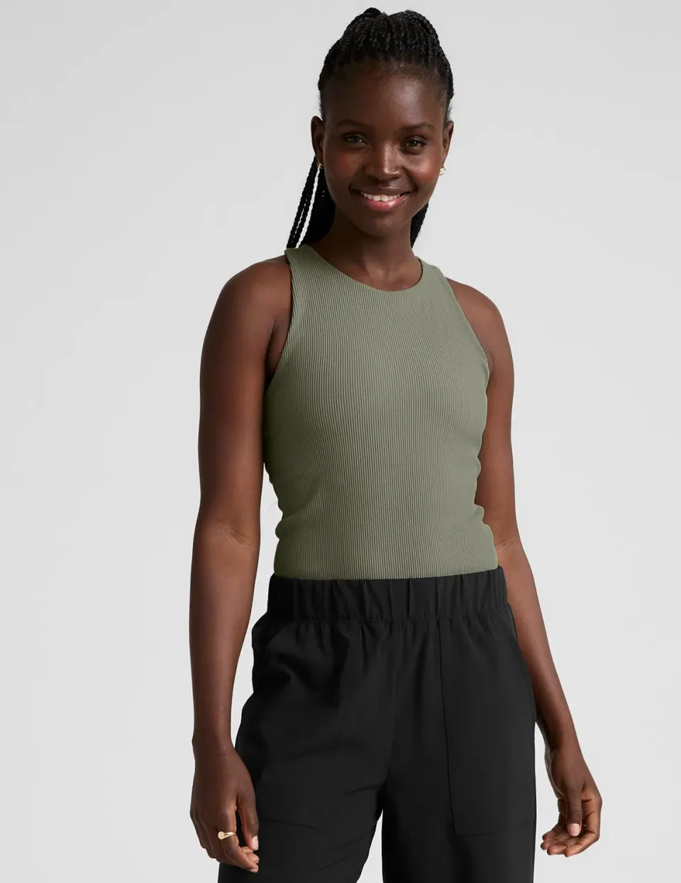 Beyond Yoga Refocus Ribbed Classic Tank linne Grey Sage mjukt