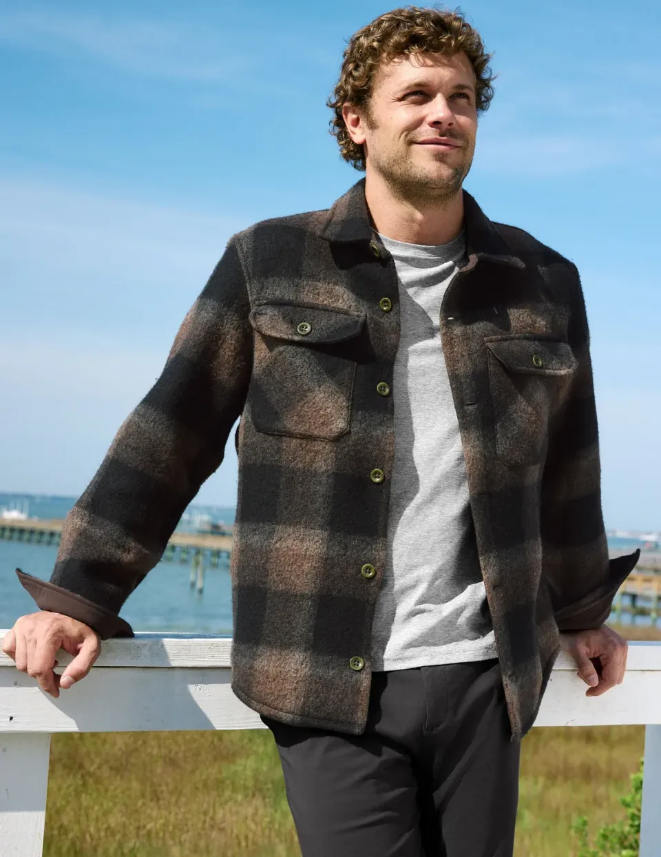 Beyond Yoga Plaid Wool Blend skjortjacka Midnight Plaid ull