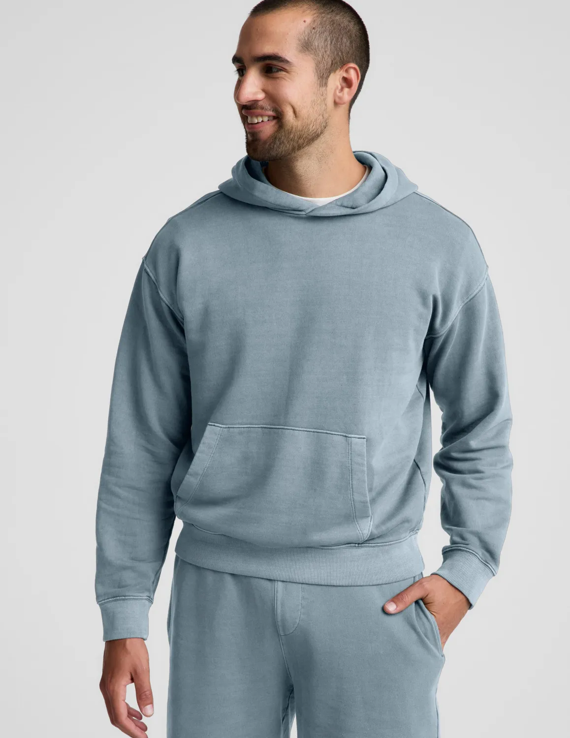 Beyond Yoga Beach Washed Terry Hoodie huvtröja Washed After Dark Navy bomull
