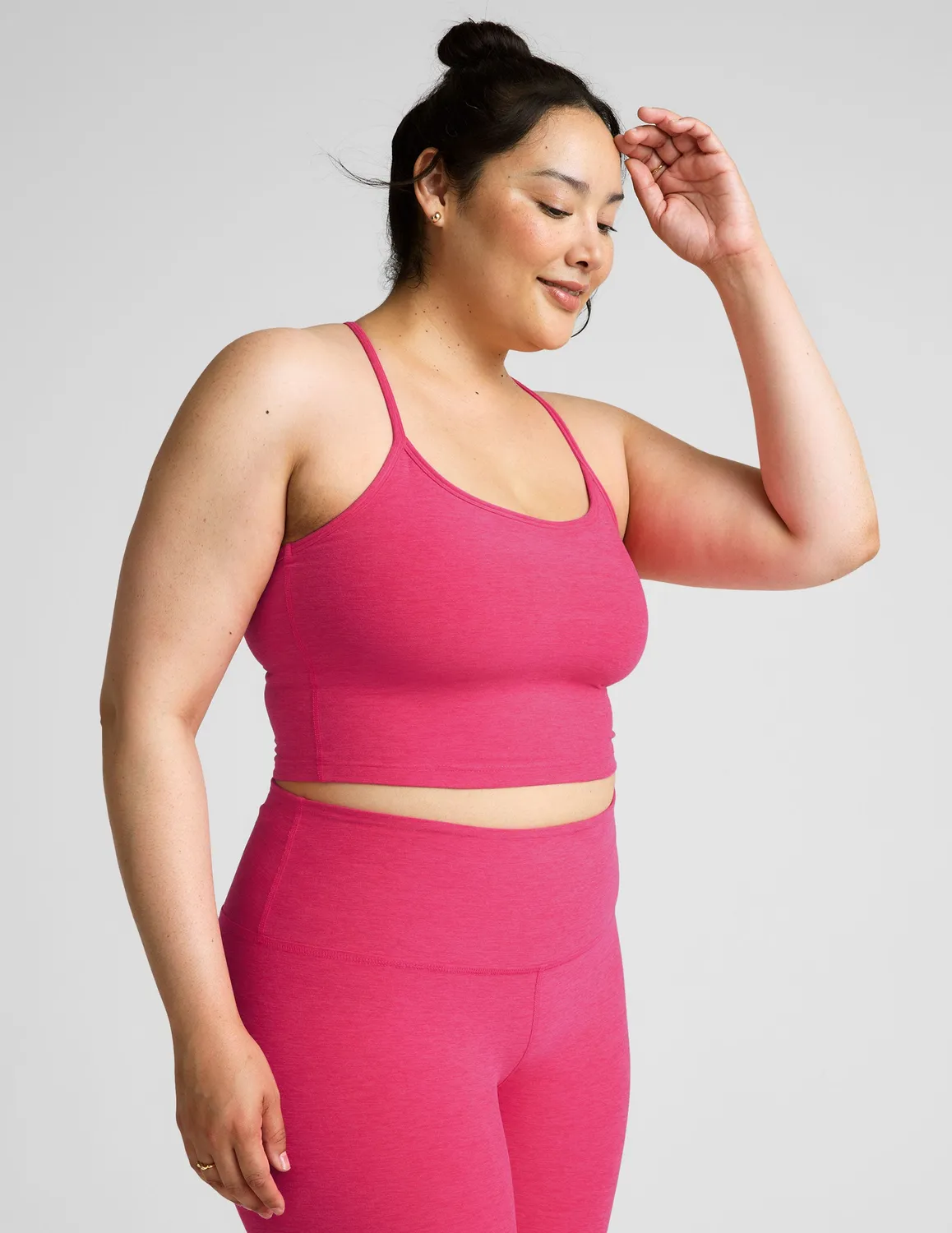 Beyond Yoga Spacedye Slim Racerback Cropped Tank linne Vivid Pink