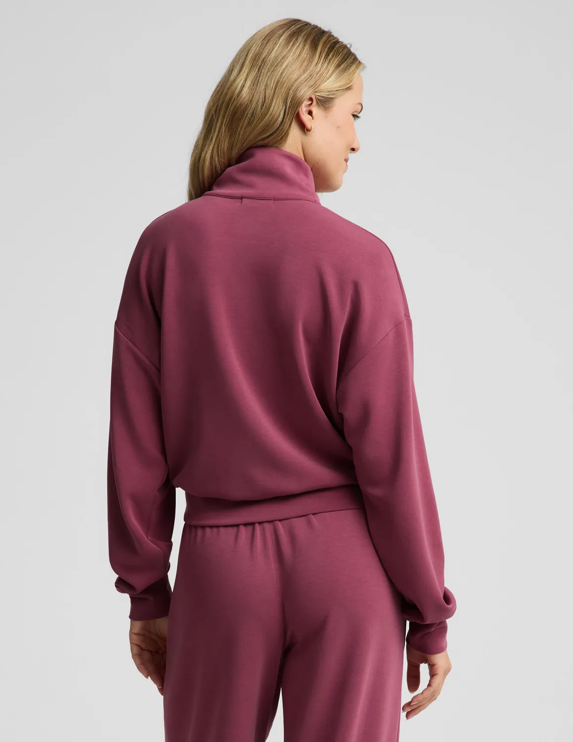 Beyond Yoga Luxe Sandwash Half Zip Pullover sweatshirt Muted Mauve mjuk