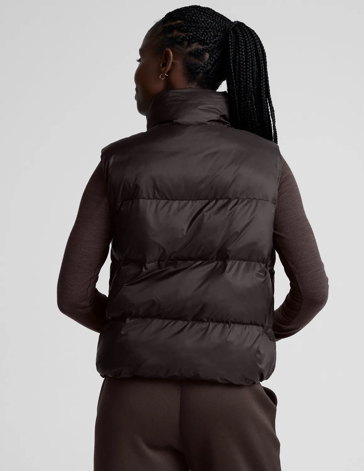 Beyond Yoga Big Cozy pufferväst Dark Chocolate brun