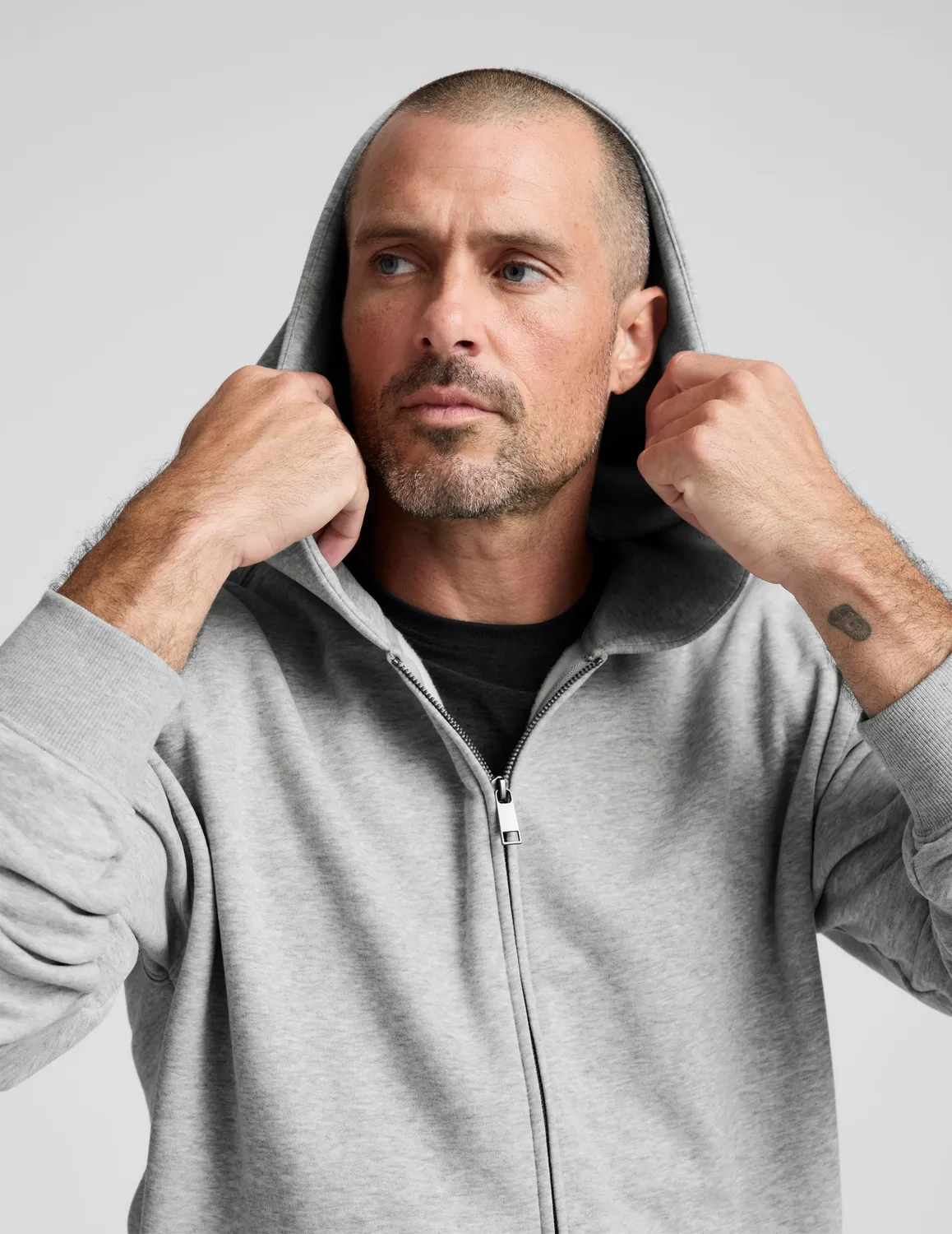 Beyond Yoga LuxeFleece Full Zip hoodie Light Heather Gray