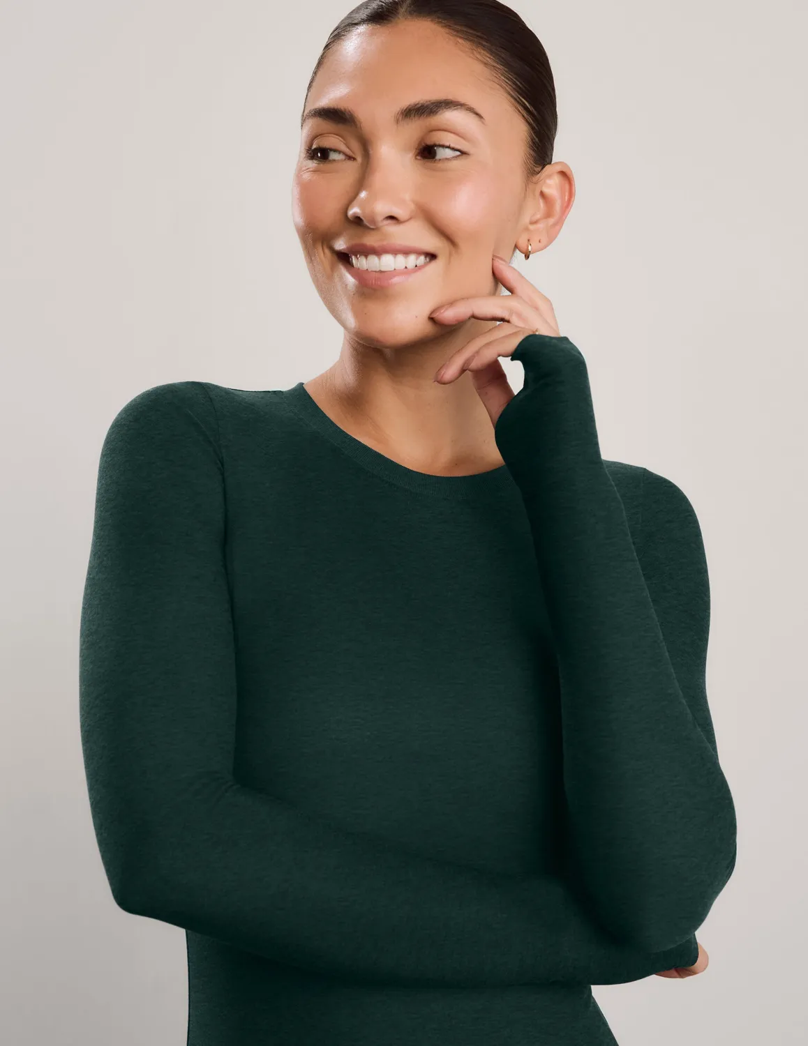 Beyond Yoga Featherweight Select Long Sleeve Crew träningströja mörkgrön