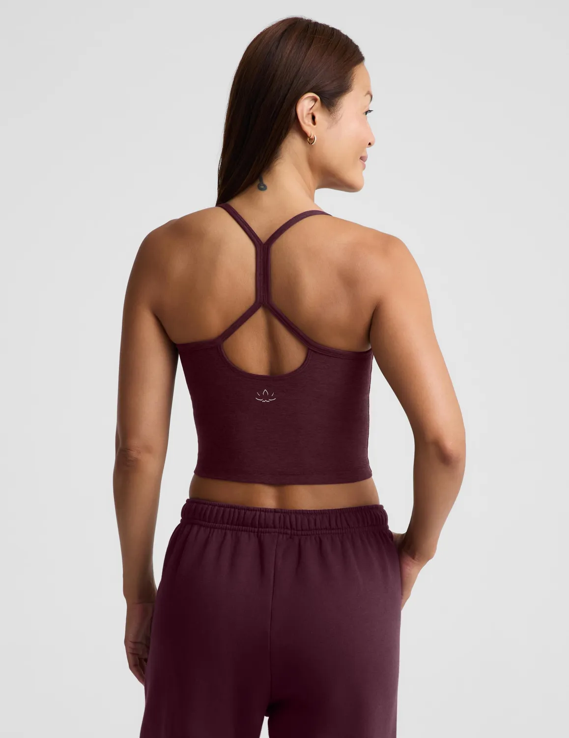 Beyond Yoga Spacedye Slim Racerback Cropped Tank linne Cabernet med BH