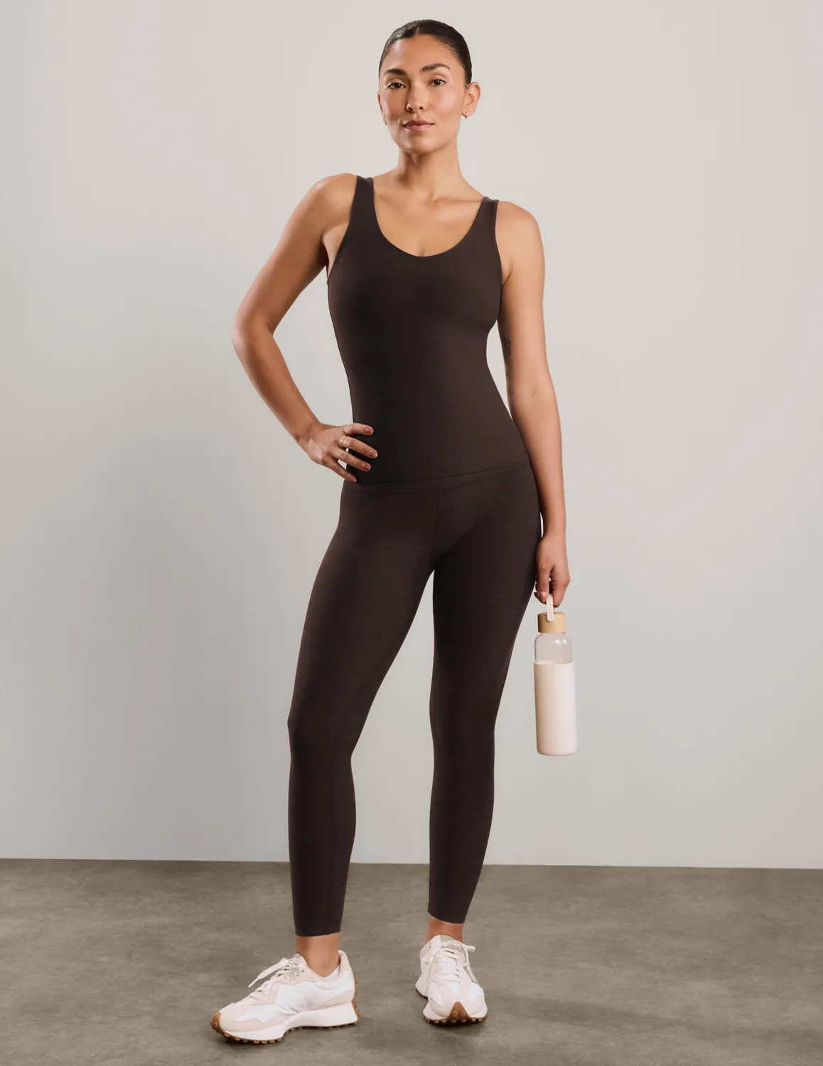 Beyond Yoga Spacedye Good Day Classic Tank linne Dark Chocolate inbyggd bh