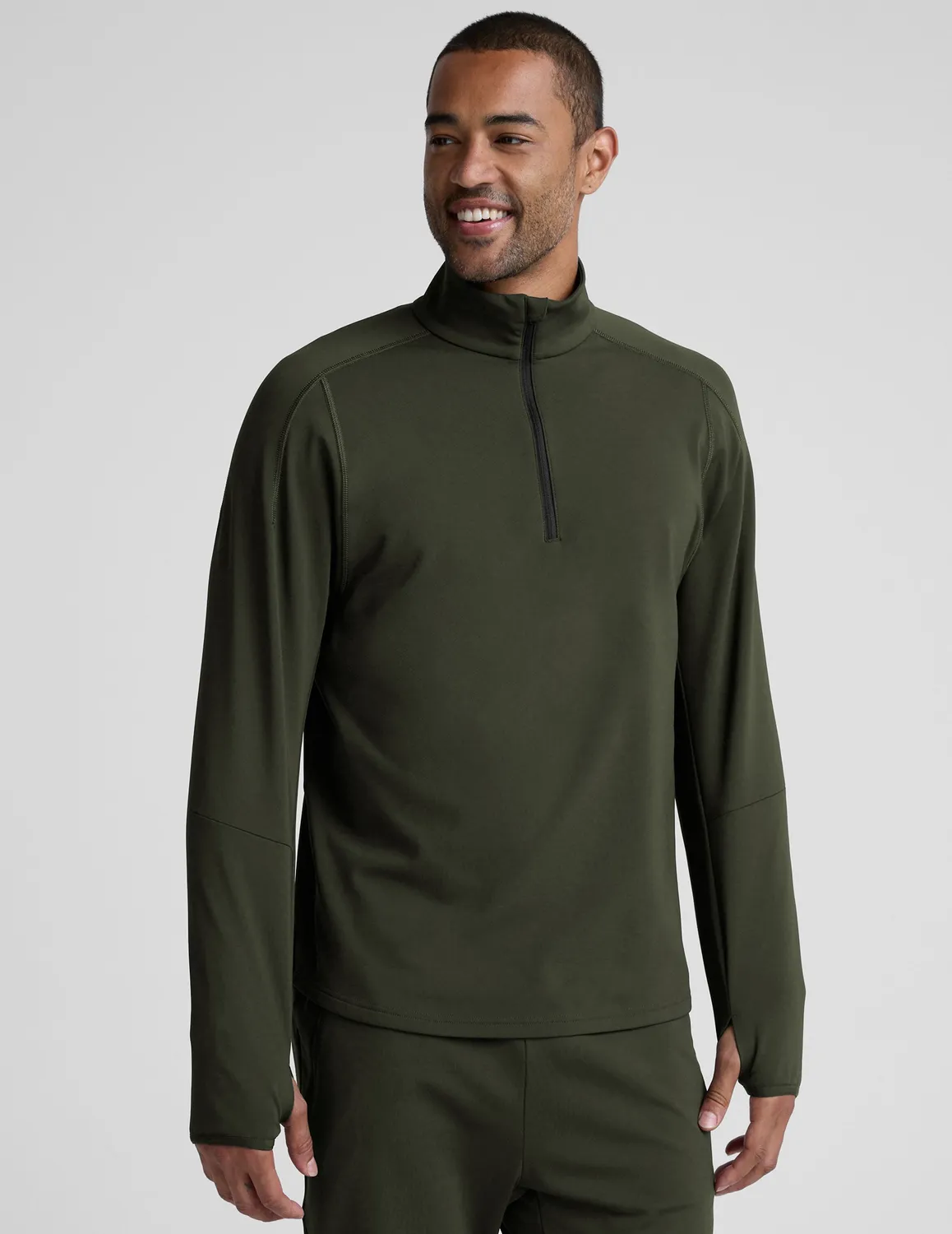 Beyond Yoga Pacer Fleece-Backed Quarter Zip tröja forest moss