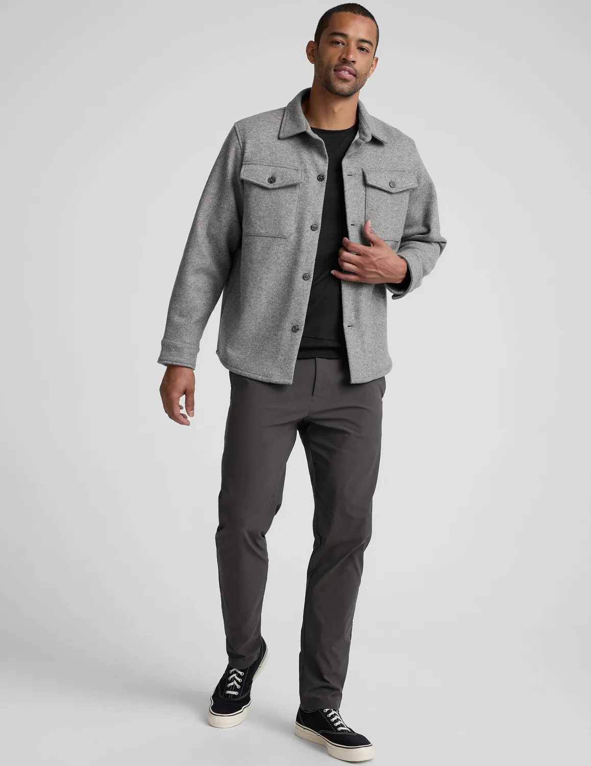 Beyond Yoga Day to Night Wool skjortjacka herr grå XS-2XL ull