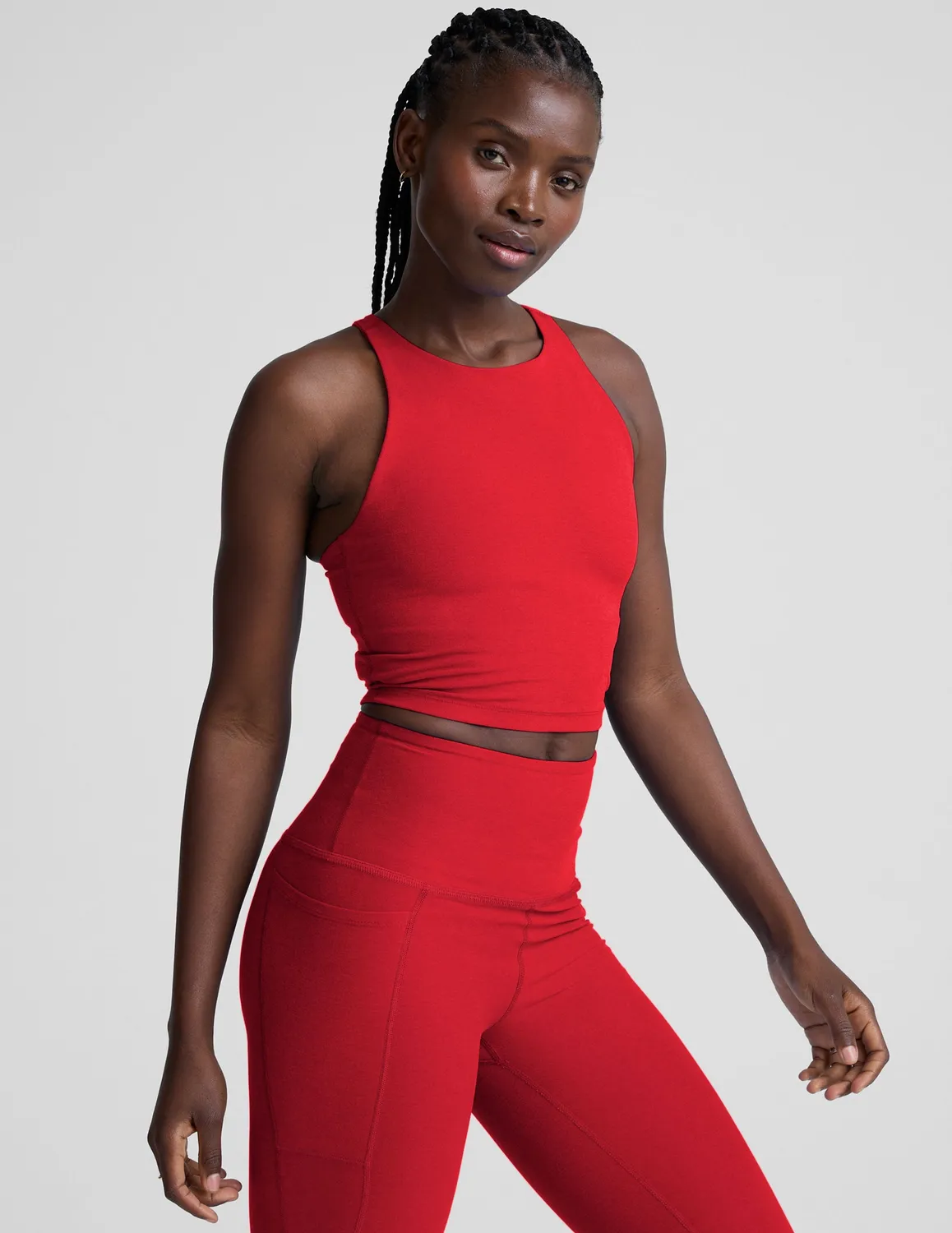 Beyond Yoga Spacedye Refocus Cropped linne Holly Red mjuk