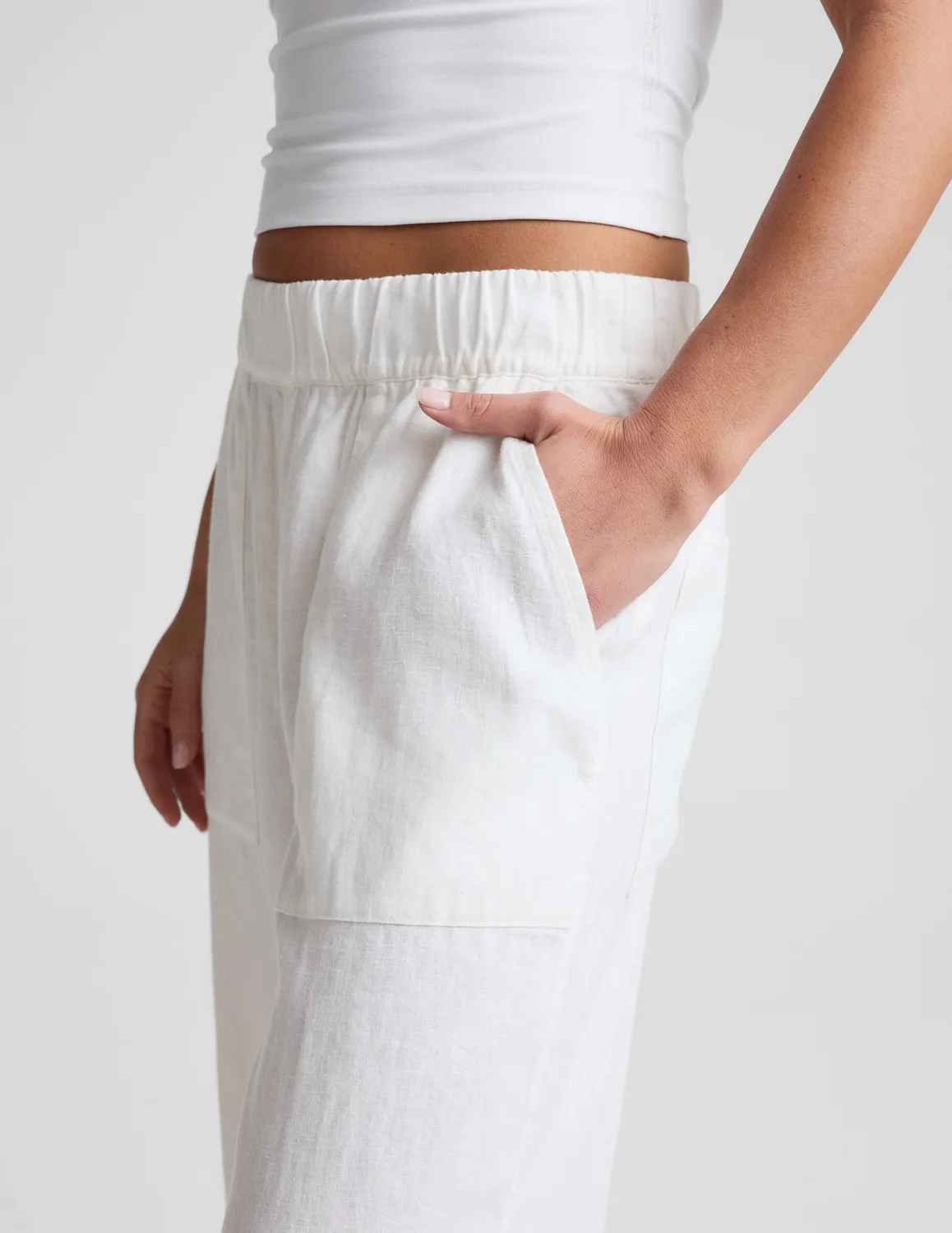 Beyond Yoga SoftWash Linen Easy Wide Leg Pant 29" byxor White