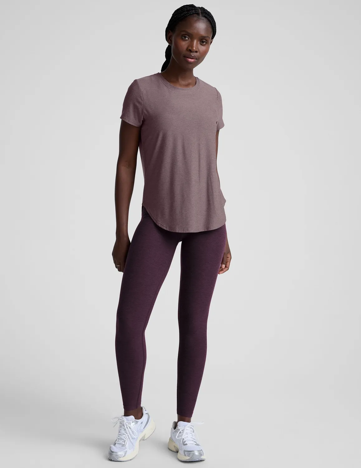 Beyond Yoga Featherweight On The Down Low T-shirt Soft Violet Dusk Heather luftig