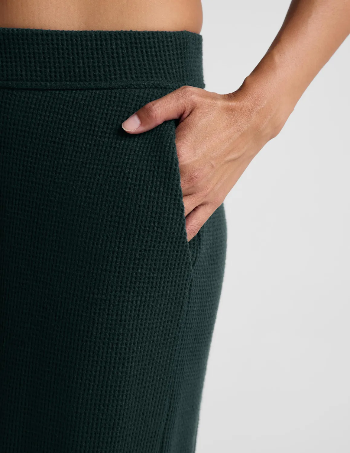 Beyond Yoga Rest Day Waffle Wide Leg Pant mjukisbyxor grön fickor
